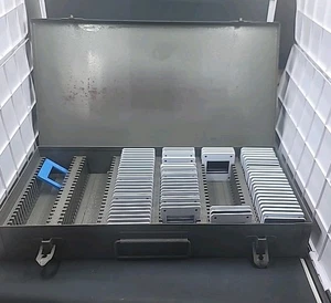 Vintage Brumberger Photo SLIDE CASE -Metal Storage -Box -150 Slides -labels - Picture 1 of 10