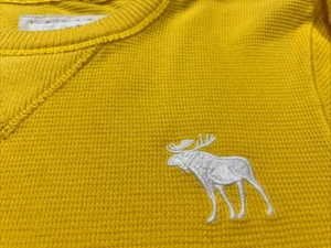 Abercrombie & Fitch Thermal Long Sleeve Mens XL Yellow Muscle Waffle Mall - Picture 1 of 10