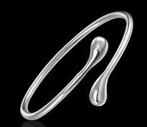 Women’s 925 Silver Tear Drop Open Cuff Bangle Bracelet – Unboxed - Picture 1 of 6