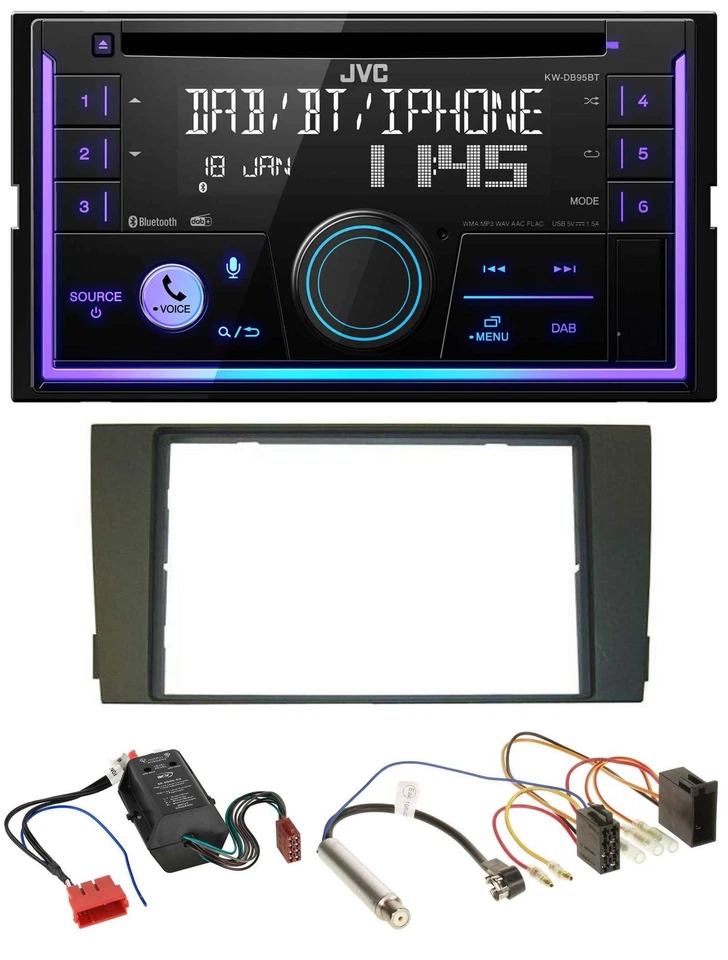 JVC MP3 USB 2DIN DAB Bluetooth CD Autoradio für Audi A6 01-05 C5 Bose Aktivsyste - Bild 1 von 4