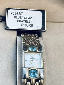 JULES JURGENSEN Pure Topaz Bezel Women's Watch G. Tone 7596T Quartz 19 mm W. Box - Picture 1 of 7