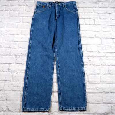 Jeans azul masculino Wrangler George Strait corte cowboy lavagem média 31x30 31mgshd - Imagem 1 de 4