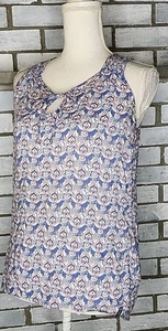 ☆ The North Face Tank Top Women Small Blue White Coral Pink Floral 100% Viscose - Picture 1 of 12