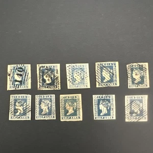 TEN INDIA 1854 QV 1/2A USED IMPERF SC#A2/2a BLUE - Picture 1 of 4