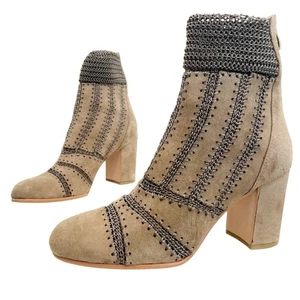 Stivaletti Anthropologie Silent D pelle scamosciata 8 uncinetto Western Boho Festival - Foto 1 di 15