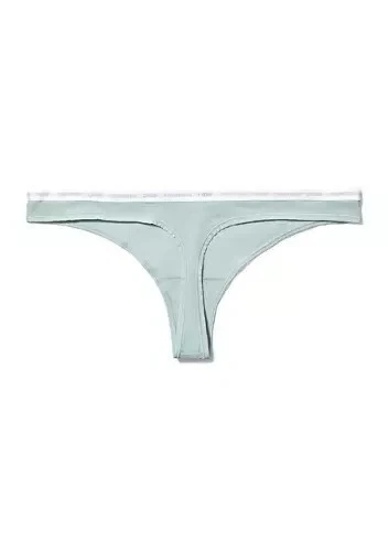 Calvin Klein X7046 CK Logo Waistband One Singles Thong Panty Green M
