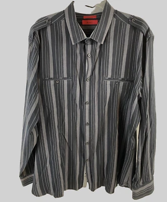 Camisa de manga larga con botones a rayas negras calce moderno Alfani talla XXL Foto 1 de 4