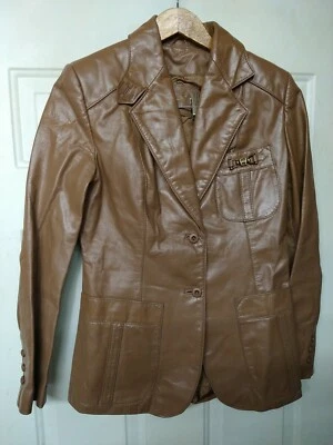 Blazer Chaqueta de Cuero Etienne Aigner Vintage Talla De Colección 10 M Marrón Años 80’s Foto 1 de 4