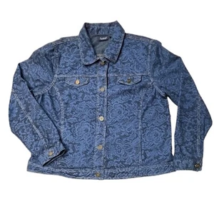 GLORIA VANDERBILT CASUALS Jeansjacke mit Spitzenmotiv Damen XL blau Knopfleiste - Bild 1 von 15