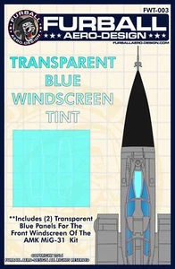 Película de tinte de pantalla winscreen azul Furball 1/48 MIG-31 para el kit AMK - FWT003 - Imagen 1 de 2