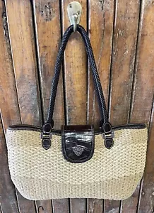 Brighton Savannah Straw Tote With Braided Leather Strap “EXCELLENT” - Picture 1 of 16