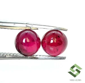 5 mm Natural Ruby Round Cabochon Pair Jewelry Supply 1.76 Cts Loose Gemstones - Picture 1 of 8