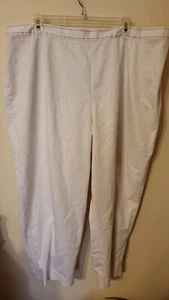 alfred dunner womens size 24W white bavy rgead on waist elastic sides zip button - Picture 1 of 12