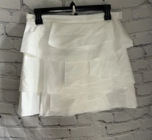 BCBG Max Azria Womens Mini Ruffle Skirt White Size 4 NWT - Picture 1 of 8