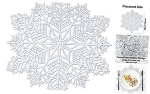 Snowflake Placemats Set of 6 Christmas Decorations Silver Elegant Tablemats - Picture 1 of 8