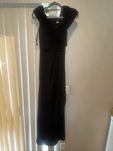 Vestido La Femme Negro Fuera del Hombro Acanalado Jersey Columna Talla 4. NUEVO SIN ETIQUETAS. 12 - Imagen 1 de 12