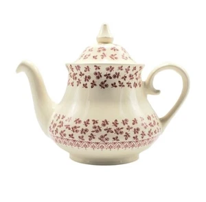 Staffordshire Ironstone Tea Pot Provence Red Limited England Hand Engraved Vinta - Picture 1 of 9