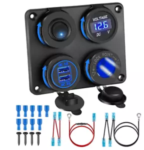 Marina~Coche~Furgoneta~ATV 12/24V LED Voltímetro~Doble USB Carga Rápida~12V Encendido/Apagado - Imagen 1 de 6