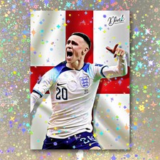 Phil Foden Holographic National Hero Sketch Card Limited 1/5 Dr. Dunk Signed
