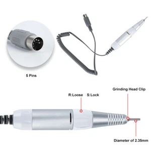 Electric Nail Drill Machine Handle Handpiece Pen Manicure Silver 30000RPM Tool - Picture 1 of 7