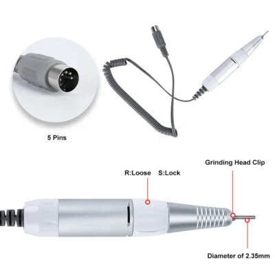 Electric Nail Drill Machine Handle Handpiece Pen Manicure Silver 30000RPM Tool  - Image 1 of 4