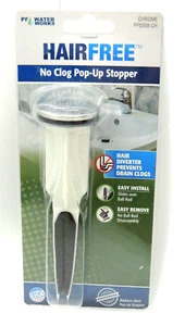 PF Water Works Hair Free No Clog Pop-Up Stopper Chrome PF0208CH NEW Sink Stopper - Picture 1 of 5