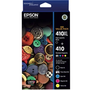 GENUINE Epson 410XL Black + 410 5 Ink Cartridge Value Pack XP-530 XP-630 T339792 - Picture 1 of 1