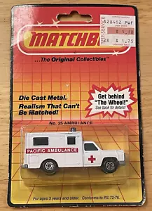 1983 Matchbox No. 25 PACIFIC AMBULANCE 101 White New Mint on card - Picture 1 of 9