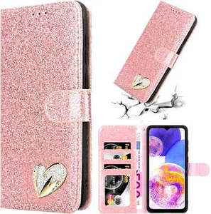 Bling Glitzer Leder Flip Case für Samsung S25 UltraS24 S23 S22 S20 A15 A16 A56 - Bild 1 von 31