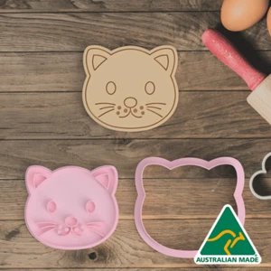 Cat Face Cookie Cutter and Embosser Stamp - Picture 1 of 4