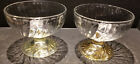Vintage Clear Sherbet Cups W Yellow Foot Swirl Depression Era Glass 1 Pair