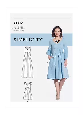 SIMPLICITY 8910 MISSES SLIP ON DRESSES Sewing Pattern Sizes 6-14 & 14-22 - Image 1 of 4