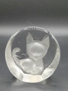 Vintage Cat Crystal Paperweight Zajecar 24% Lead 25% Bpo Yugoslavia Original Tag - Picture 1 of 4