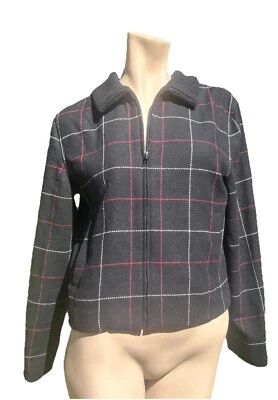 Chaqueta Talbots Negra, Roja y Blanca Mezcla de Lana a Cuadros Cremallera Frontal Talla Pequeña 6 Foto 1 de 4