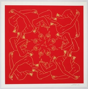 SIGNED - AI WEIWEI - MIDDLE FINGER IN RED - 2023 LTD ED PRINT guardian cats bomb - Picture 1 of 2