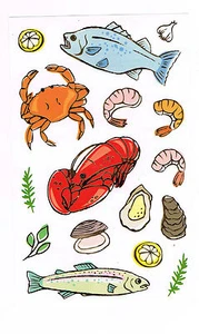 MRS GROSSMANS SEAFOOD REFLECTIONS STICKER SHEET - Zdjęcie 1 z 1