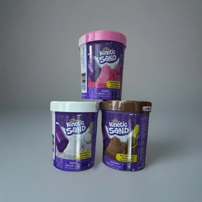 Kinetic Sand 4oz Ice Cream Tub Pink White Brown Full Set Lot Of 3 Unopened Tubs - image 1 of 2