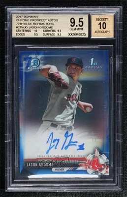 2017 Bowman Chrome Prospect Blue Refractor Jason Groome BGS 9.5 GEM MINT Auto - Image 1 of 2