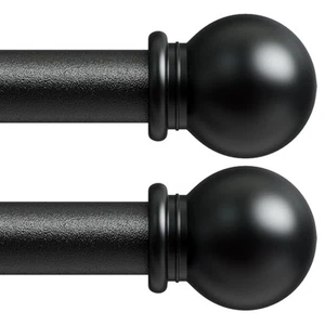 Curtain Rods for Windows 28-48 inch, Black Curtain Rods 2 Pack with Brackets,... - Picture 1 of 7