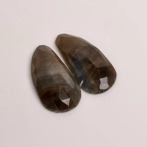 28 Ct. Multi-Color Sapphire Fancy Cut Faceted Gemstone Pair 25x12x4 mm Gemstone - Picture 1 of 5
