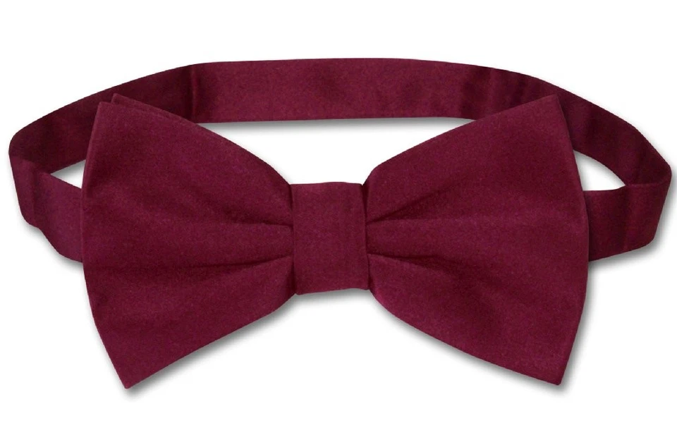 Vesuvio Napoli BOWTIE Solid BURGUNDY Color Mens Bow Tie for Tuxedo or Suit - Image 1 of 1