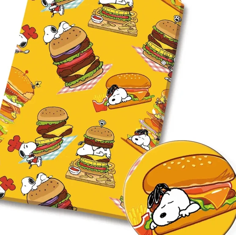 Peanuts Snoopy fast food hamburger polycotton Fabric Half Yard (18” x 55”) 33494 - Imagem 1 de 1