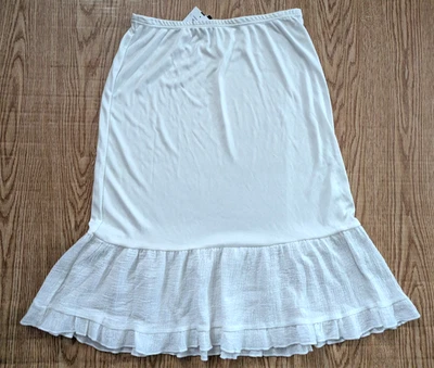 Falda Enagua Eikosi Blanca Mezcla Algodón Midi Volantes Boho Pequeña Nueva con Etiquetas Foto 1 de 4