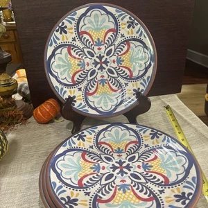 Real Living Set 4 Melamin 11" Speiseteller mit italienischem Terrakotta Mandala - Bild 1 von 5