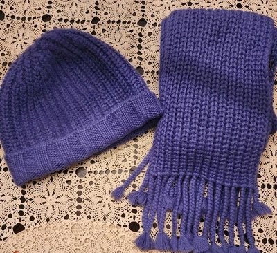 Alpaca Peruvian  Hat & Scarf High-Quality Finish|Baby Blue - Image 1 of 3