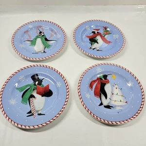 Platos de ensalada de gres Sakura Stephanie Stouffer Holiday Pengiuns 8" - Imagen 1 de 10