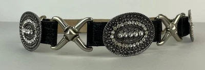 Cinturón De Colección Streets Ahead Cuero Negro Cocodrilo Repujado Estrás Rocker Glam 4100 S Foto 1 de 4