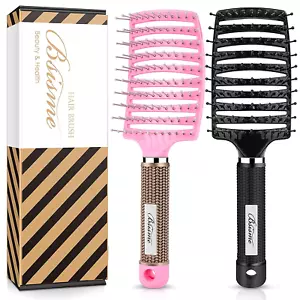 Curved Vented Detangling Hair Brushes, Professional Vent Styling Brush - Picture 1 of 12