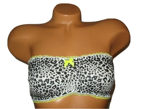Victoria Secret Bandeau Bra XS Leopard Ruffle Bow Center Wireless Unlined New - Picture 1 of 5