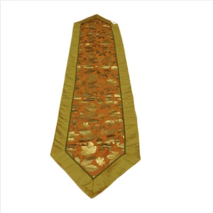 Melrose Orange and Green Fall Leaf Taffeta Table Runner 72" Long - Imagen 1 de 4